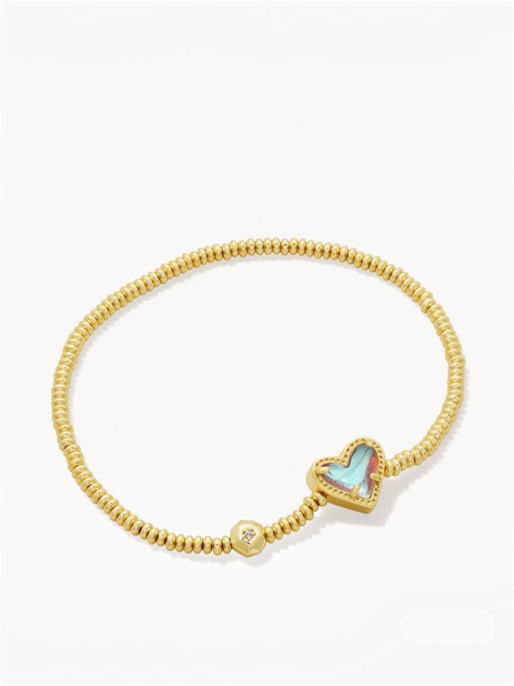 Kendra Scott Ari Heart Gold Stretch Bracelet in Dichroic Glass